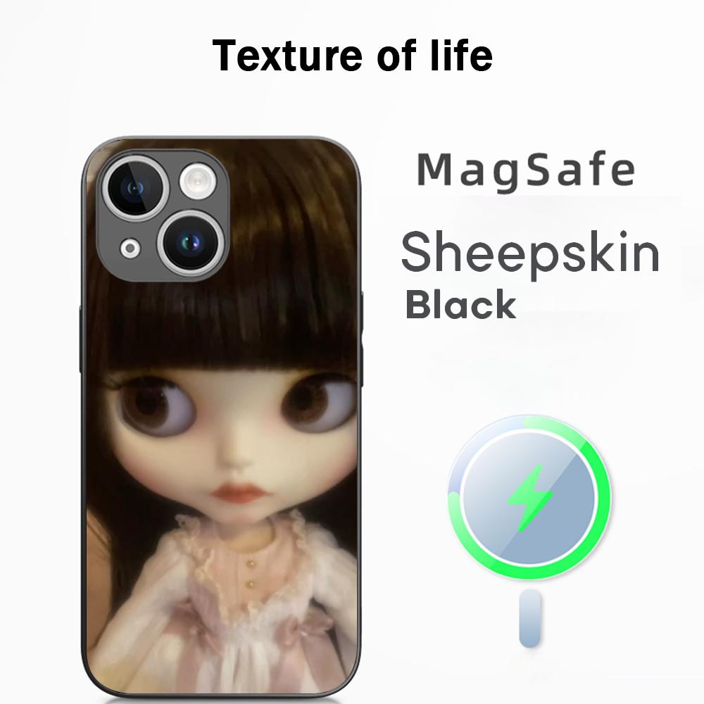 Blythe Cute doll fashion pattern design Phone Case For iPhone 17 16 15 14 13 12 Plus Pro Max  High-end Luxury Magsafe Sheepskin
