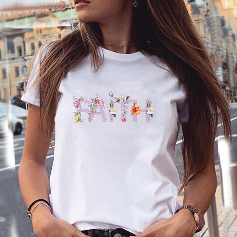 Women T-Shirts 90S Tropical Plants Love Letter Printing New Graphic Print Female Fashion Cartoon Summer T Tops Shirt Tee T-Shirt