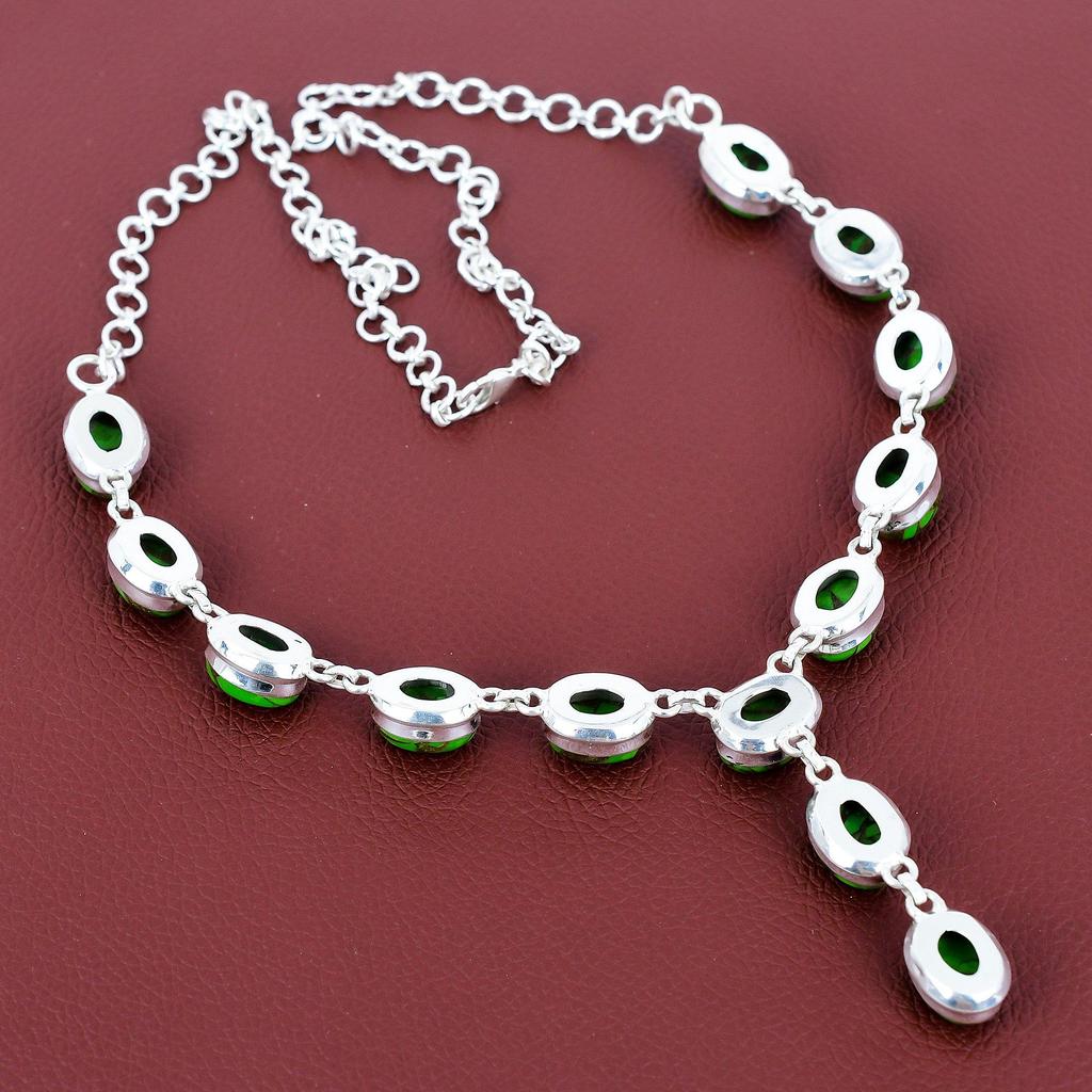 Copper green turquoise necklace 925 sterling silver necklace adjustable chain necklace handmade jewelry real gemstone necklace gifts for mom