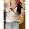 Women's Slimming V-Neck Bow Tie Short Sleeve T-Shirt – Chic, Age-Reducing Summer Fashion