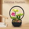 Desktop Fountain Water 3-layer Water Leaves Small Waterfall Fountain Indoor Rock Fountain and LED Ring Light Desktop Decoration