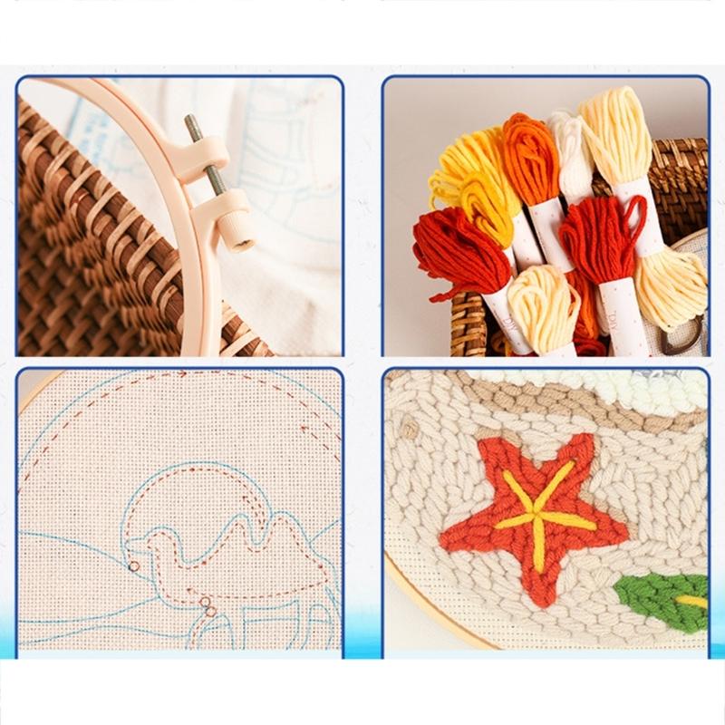 Beginner Friendly Punch Needle Embroidery Set With Thick Yarn Craft Set for Home Decoration and Relaxation