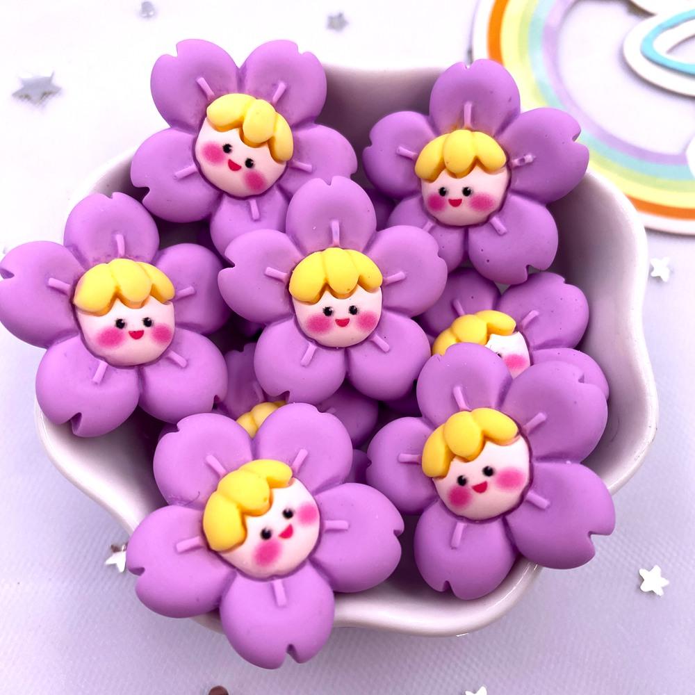 10 STÜCKE Bunte Harz Cartoon Mädchen Blume Flatback Tier Cabochon Figur Heimdekor DIY Scrapbook Basteln Schleifen Zubehör