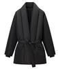 European and American style wholesale women's fashionable versatile elegant simple solid color lace-up loose warm cotton jacket