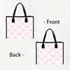 Cute Pink Bow Printed Tote Bag Casual Daily Portable Large Capacity Women Handbag