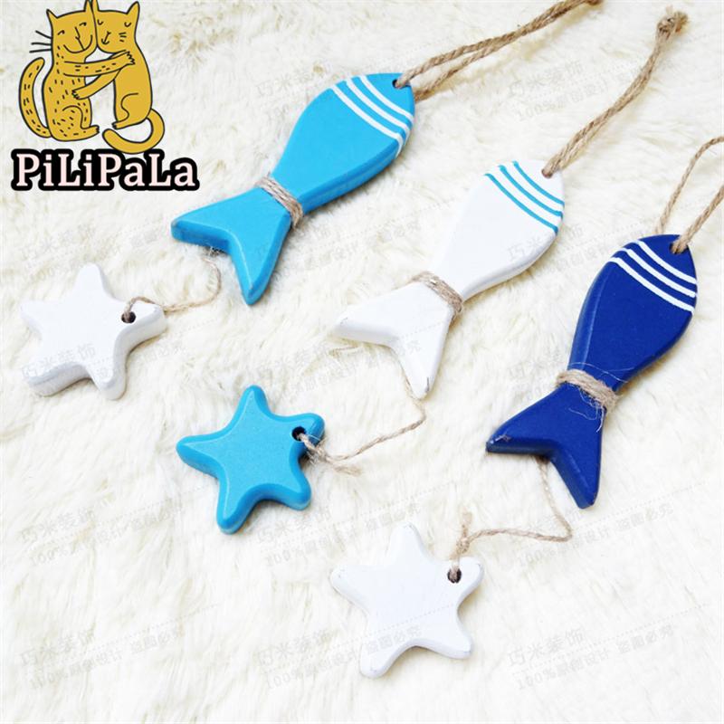Mediterranean Style Wooden Fish Star Dolphin Hanging Nautical Decor Boat Ship Beach Wall Ornament Wood Craft