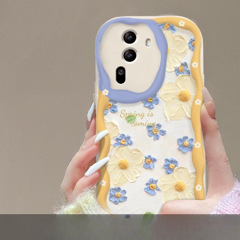 Applicable To Opporeno11/10/9pro Mobile Phone Case R17/15 Full Screen Oil Painting Flower Chain A53/72 Transparent