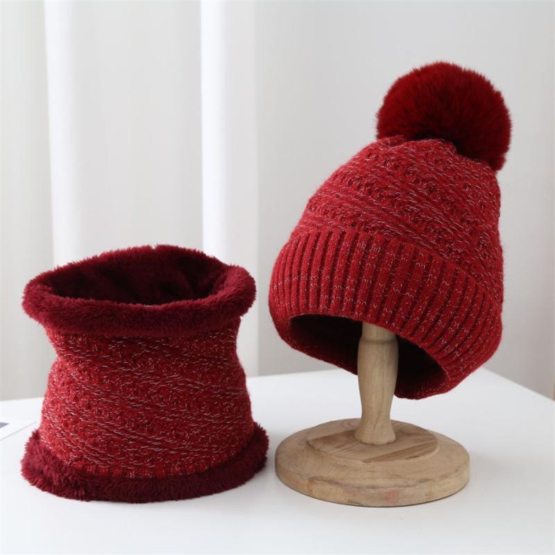 Knitted Hat Scarf Set Autumn Winter Student Wool Hat Female Cute Versatile Warm Winter Ear Cap