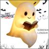 Halloween Cute Ghost Reading Lamp Resin LED Night Light Spooky Desk Light Ornaments For Bedroom Decor Halloween Party Gifts