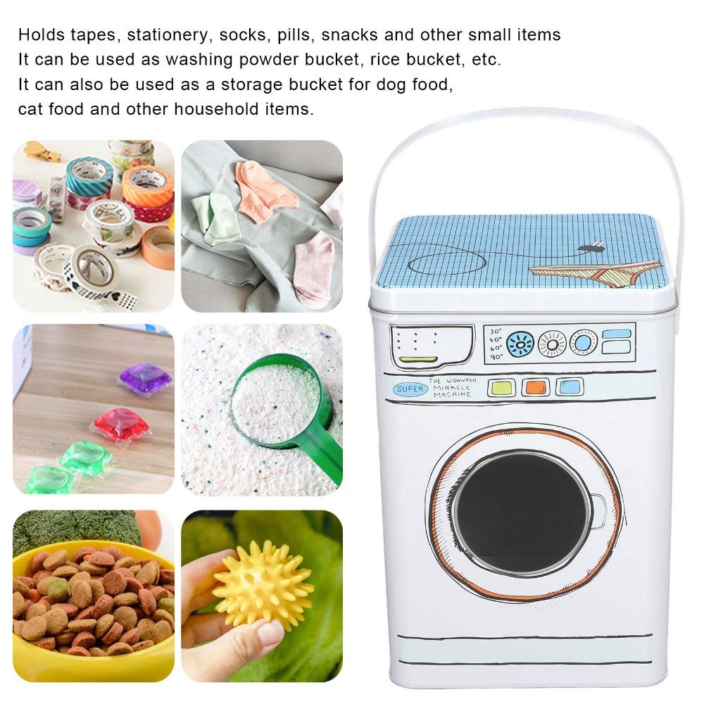 1pcs White Color Laundry Detergent Container Decorative Storage Tin Household Storage