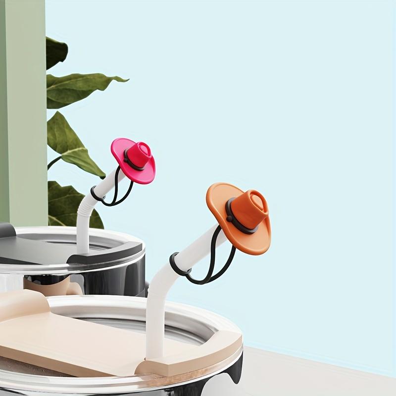 4 Stück Niedliche Cowboyhut Silikon Strohhalmabdeckungen - Wiederverwendbar, Lebensmittelqualität, Dekorative Deckel für Tassen & Getränke, 10 mm Strohhalm-kompatibel, Perfekt für Zuhause