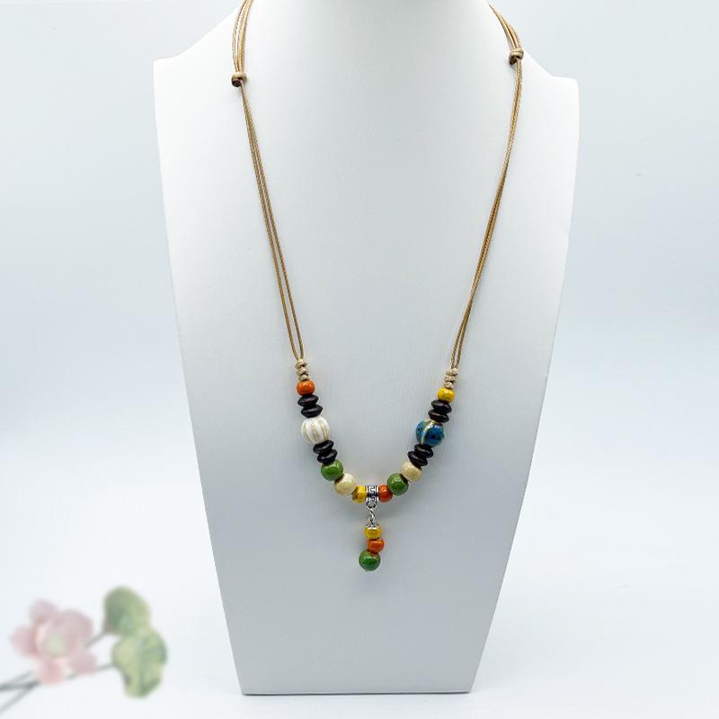 Accessories, Jewelry, Woven Beaded Sweater Chain, Ceramic Necklace, Female Niche Feeling Does Not Fade