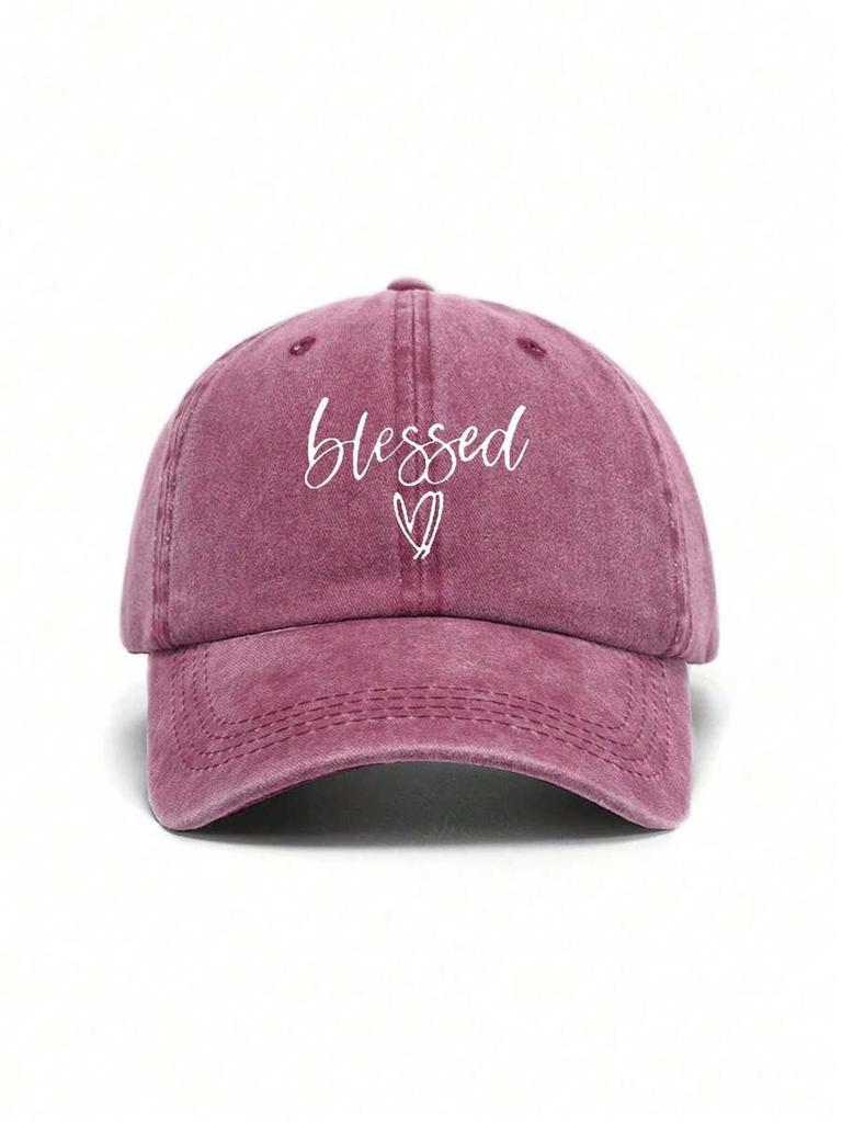 Washed Vintage Unisex Baseball Cap With Blessed Print Casual Hat For Adults