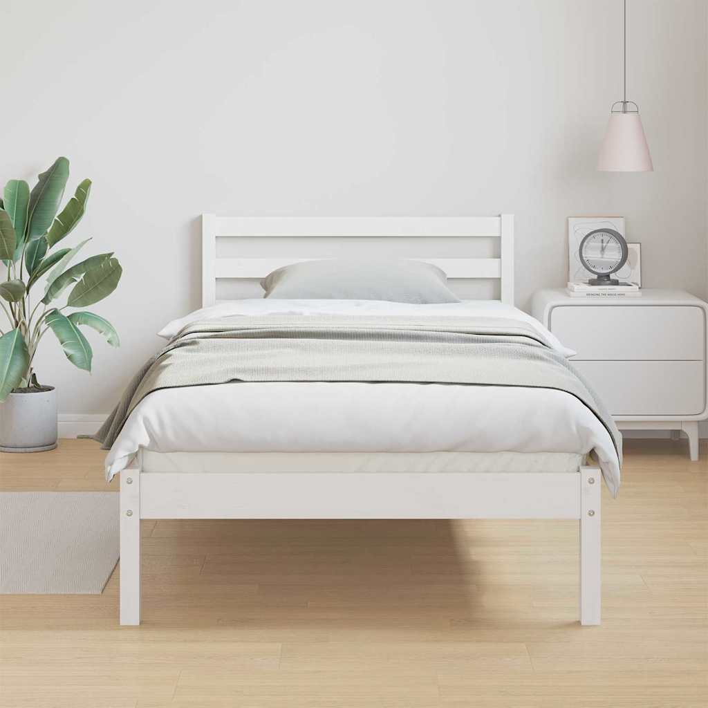 White Bed Frame 215.5 x 85.5 x 69.5 cm Solid Pine Wood
