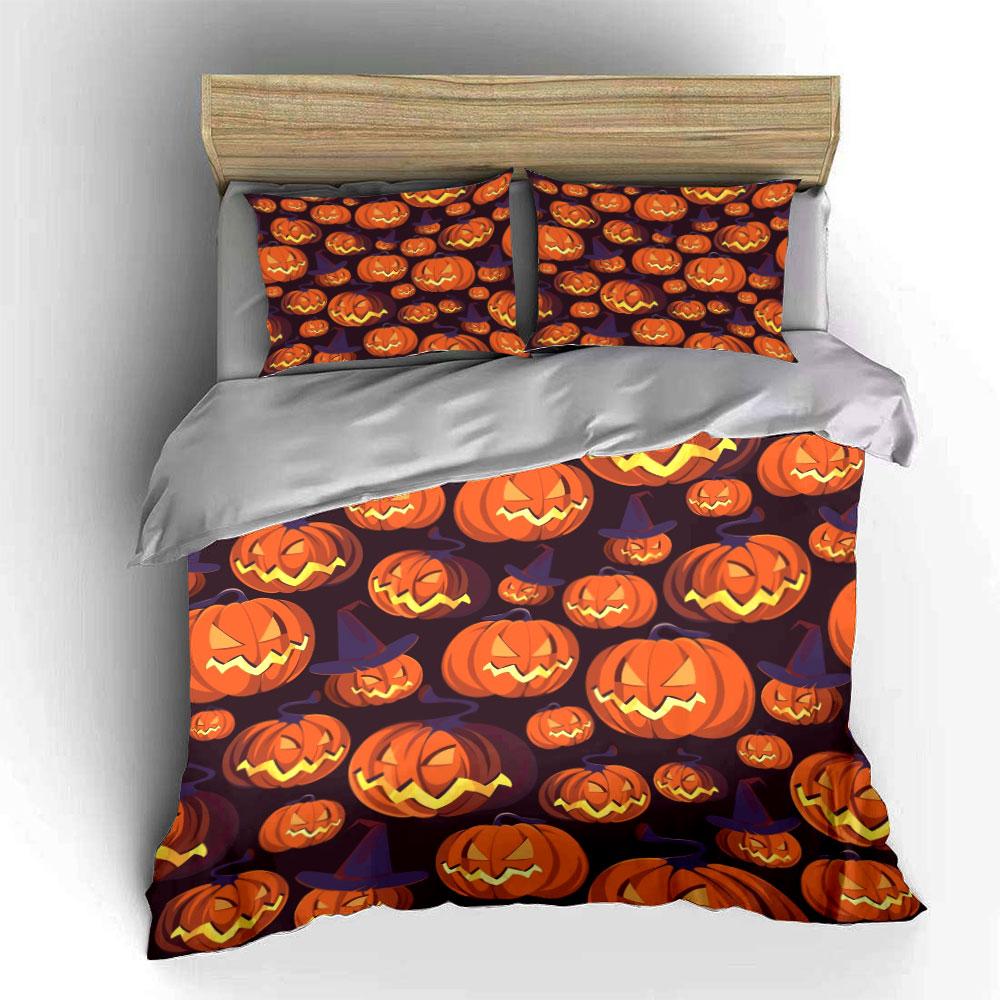 Smiling pumpkins and hats. Bedding sets Duvet cover sets Duvet covers Pillowcases(1*Duvet Cover 2*Pillowcases without duvet insert)