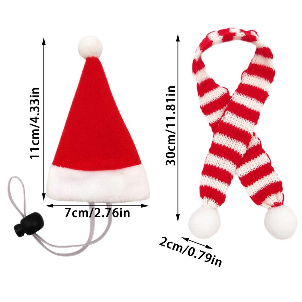 Chicken Outfits Christmas Santa Themed Christmas Pet Chicken Hat Scarf Set with Adjustable Chin Strap for Hen Hamster Rabbit