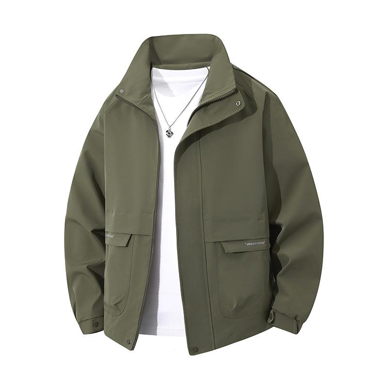 Spring and Autumn Men's Solid Color Jacket Versatile Casual Hooded Jacket Men's Workwear Jacket