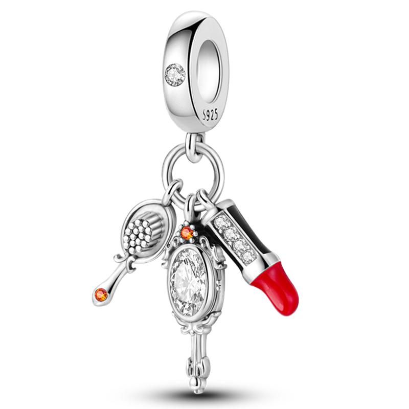 

New 925 Silver Pendant Charm Fit Original Bracelet Black Red Charm DIY Necklace Making