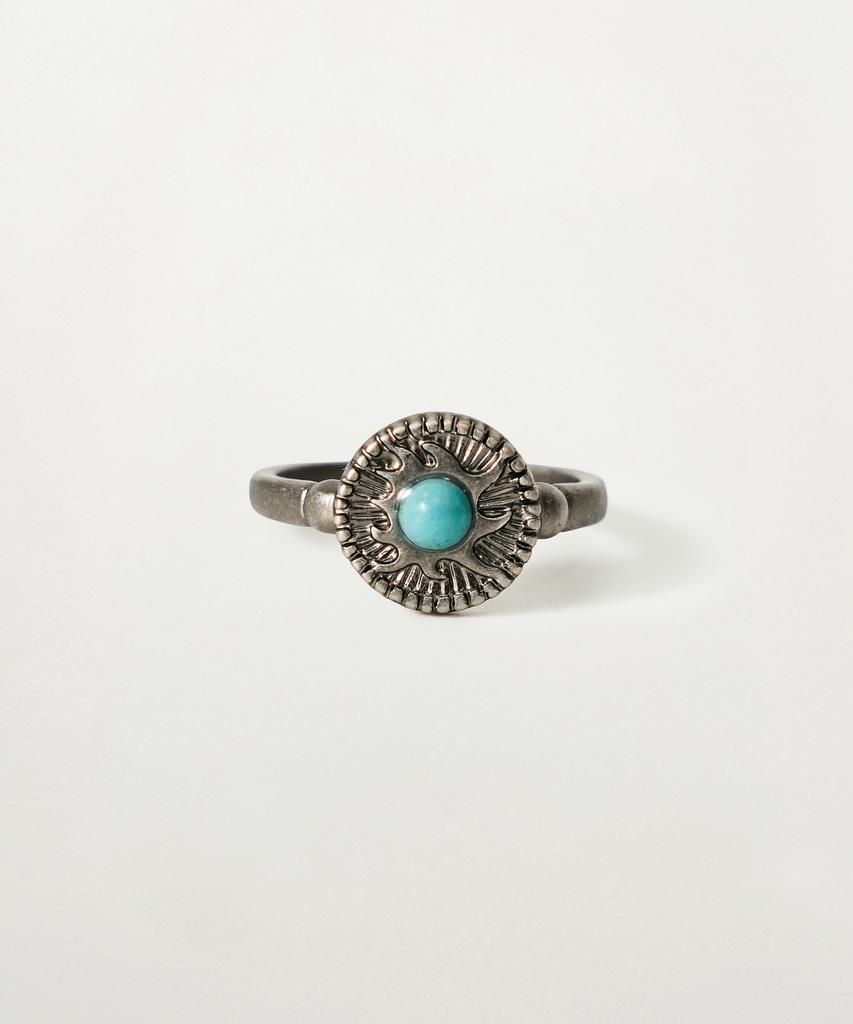 Satur Retro Synthetic Turquoise Ring Silver