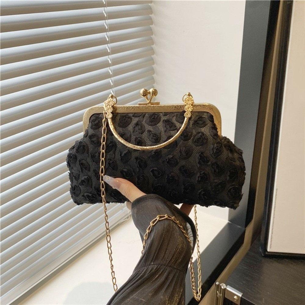 

Вечерняя сумка-клатч на цепочке, сумка через плечо с цветком, портативная сумка на плечо с замком-клипсой, юбка с лошадиной мордой чёрный