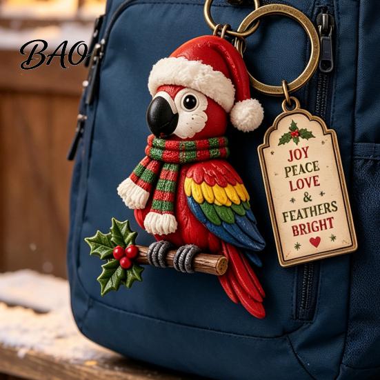 Holiday Keychain Accessories Christmas Santa Claus Keychain, Cartoon Snowman Reindeer Elf Highland Cow Stocking Stuffer Keyring, Xmas Character