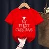 Christmas Kid T Shirt Fashion Merry Christmas Letter-printed Children's T-shirt Short-sleeved Tops for Children Clothes Tee
