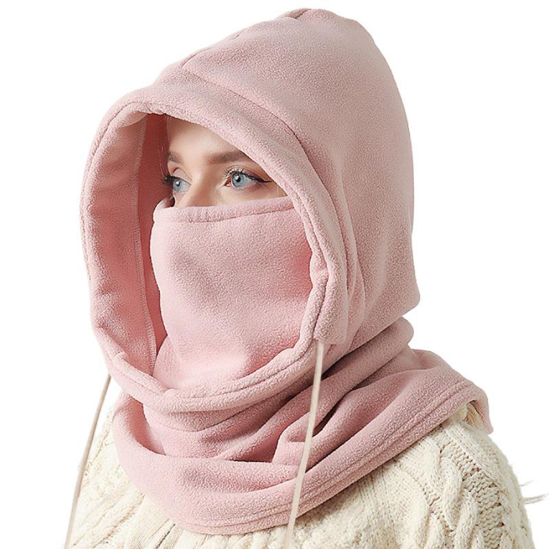 Unisex Winter Balaclava Knit Hood - Windproof Mask with Drawstring, Motorcycle Riding Headgea Warm Knitted Cap Cold Weather