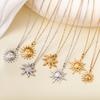 Stainless Steel Gold Color Sun Pendant Necklace Waterproof Clavicle Chain Fashion Jewelry Gift for Woman