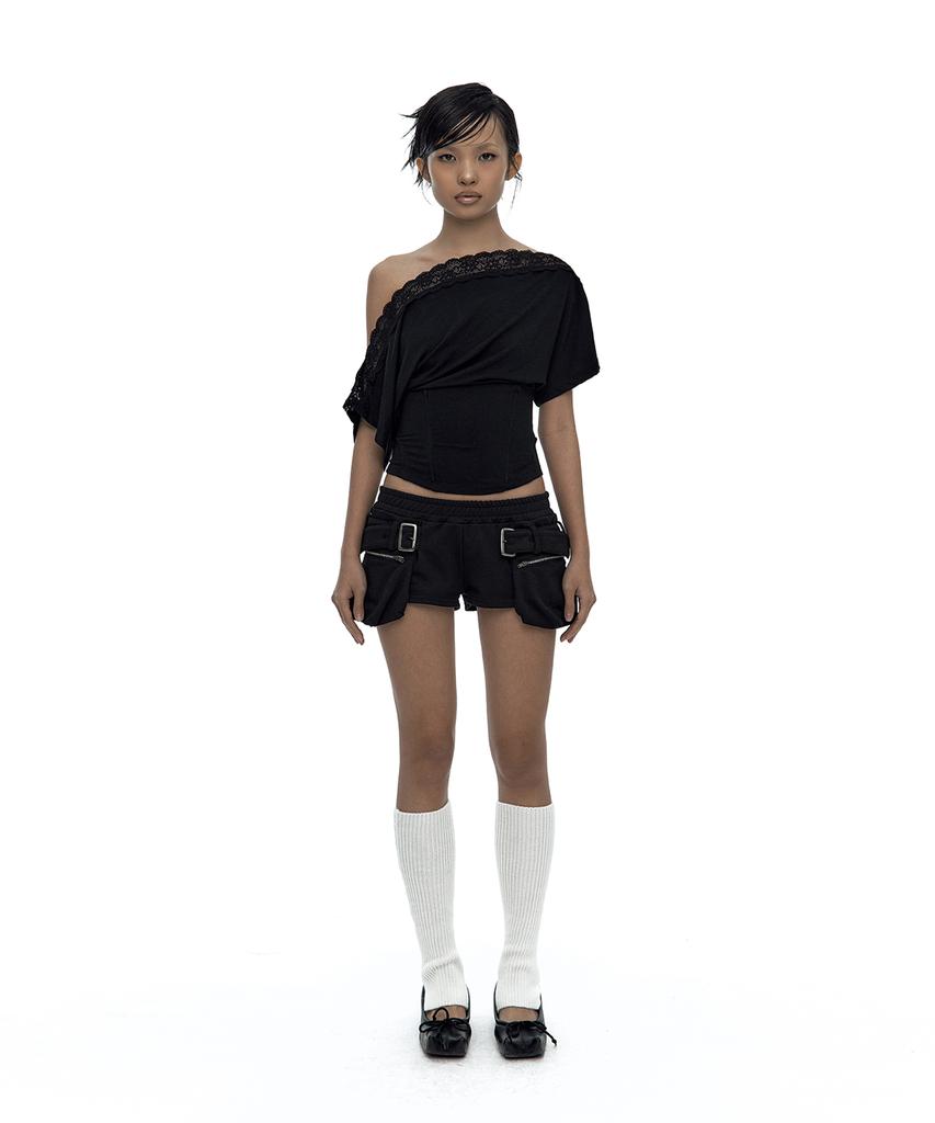 Kasiko Belted Pocket Shorts Black