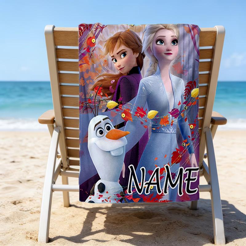 1pc Frozen12 Beach Towel with Custom Name, Beach/Swimming/Bath/Picnic/Camping Towel, Suitable for Seaside Beaches