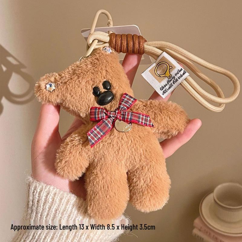 Charming Plush Pendant Keychain: Little Bear & KT Cat Duo