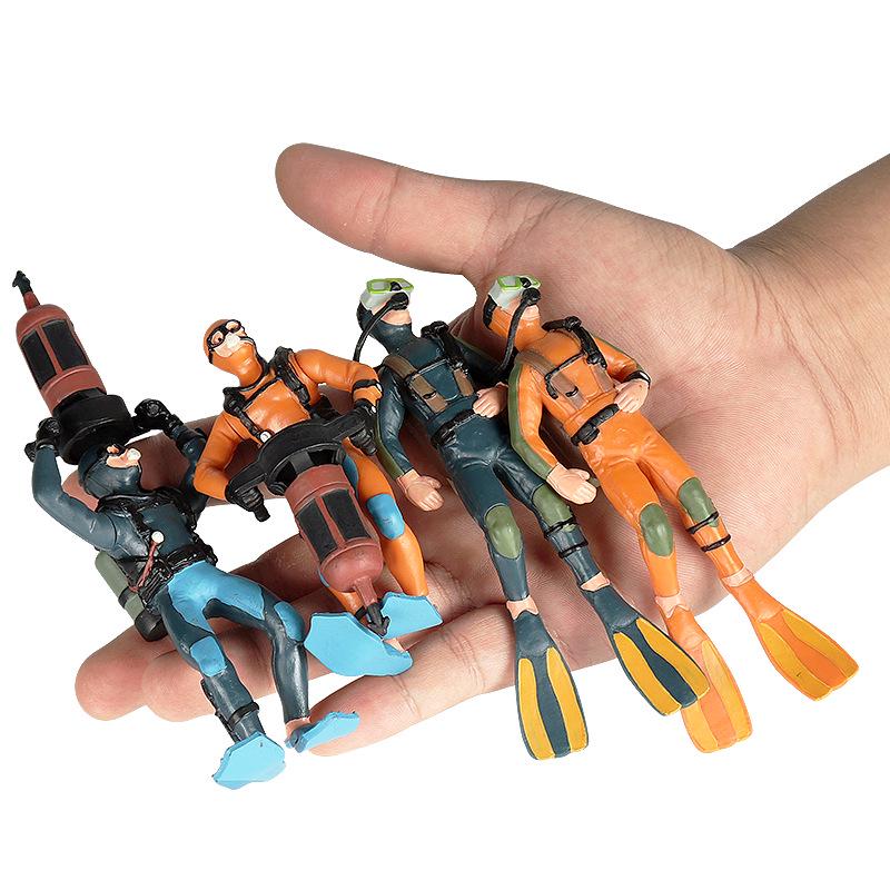 Deep Sea Exploration Diver Model Plastic Ornament for Fish Tank