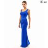 Elegant Summer Women Round Neck Slim Pleated Skirt Long Dress Sleeveless Split Swing