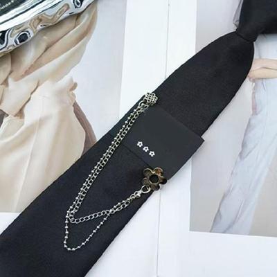 Cool Necktie Knot Freely Tie with Chain Decors Shirt Tie for Women and Teens