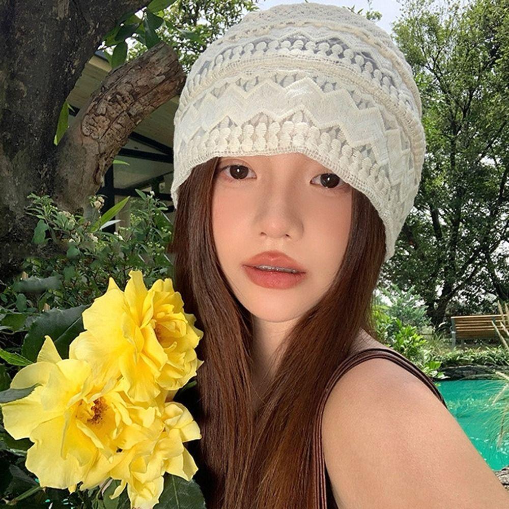Breathable Beanies Hat Spicy Girl Knitted Hat Retro Sunscreen Cap Spring and Summer