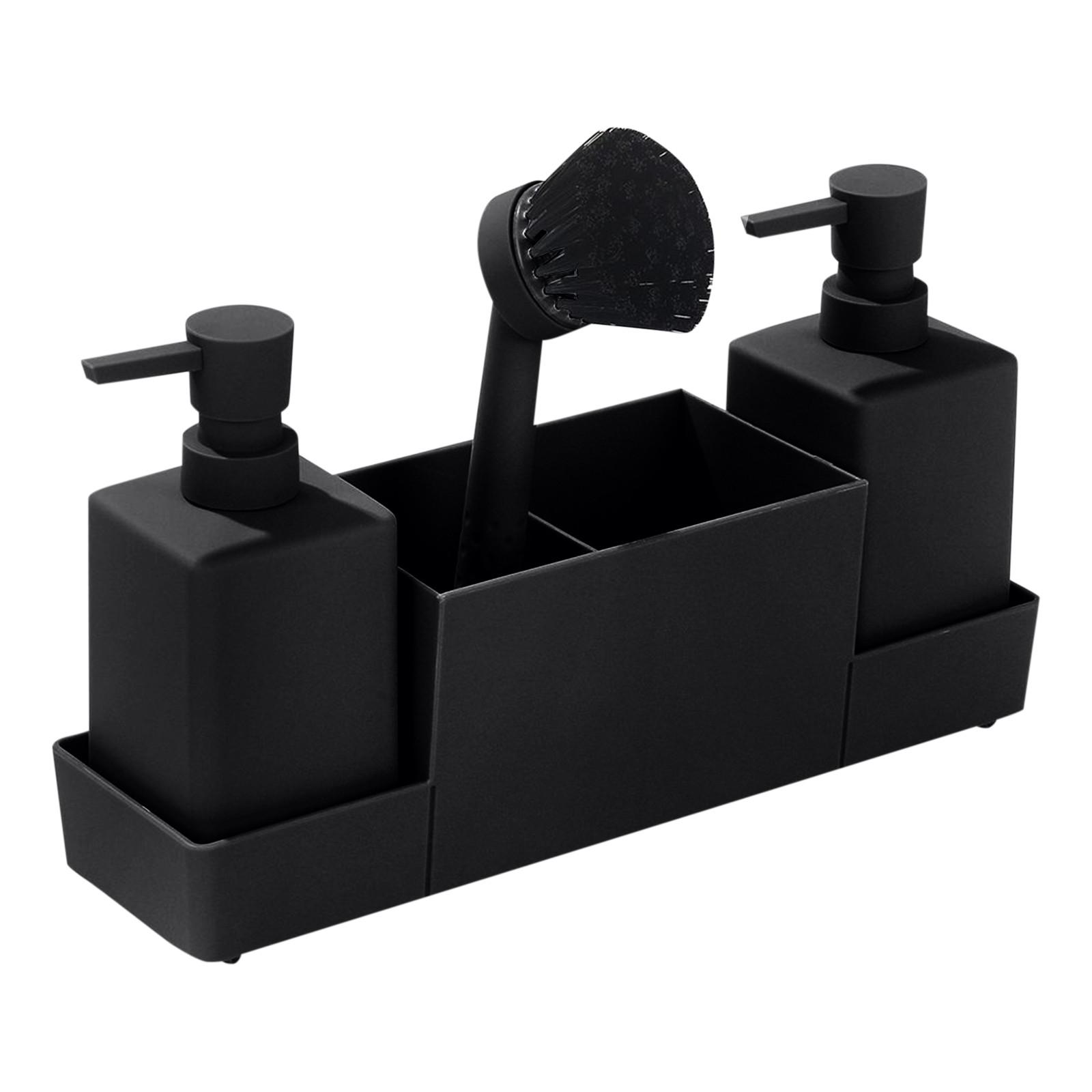 

Диспенсер для кухонного мыла с держателем для губки и поддоном для щеток для посудомоечной машины One Size