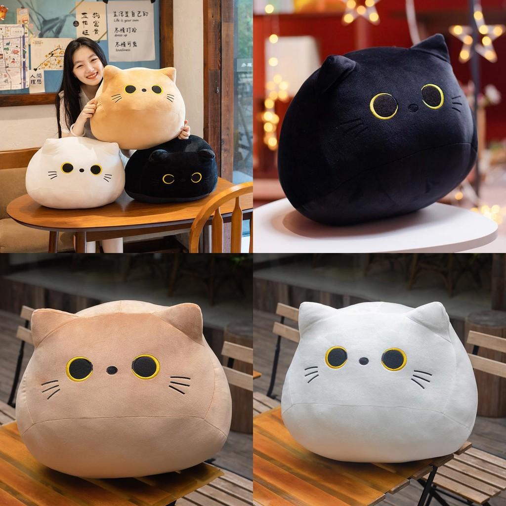 Cat Cartoon Adorable Plush Pillow Soft Black White Cat Stuffed Doll Gift Kids
