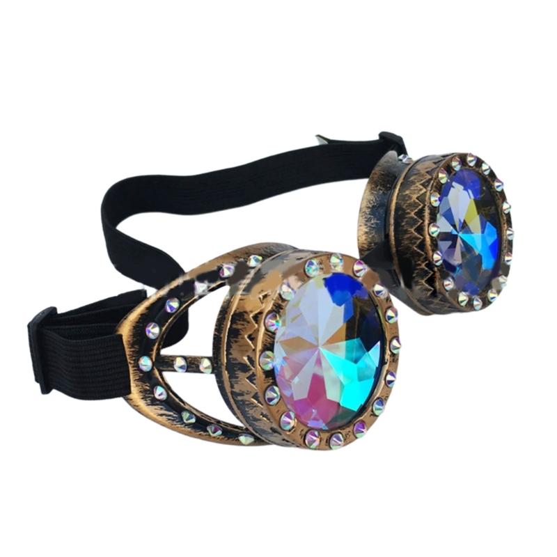 Kaleidoscope Goggles Steampunk Goggles Glasses Halloween Cosplay Party Costume Accessory Psychedelic Raves Goggles