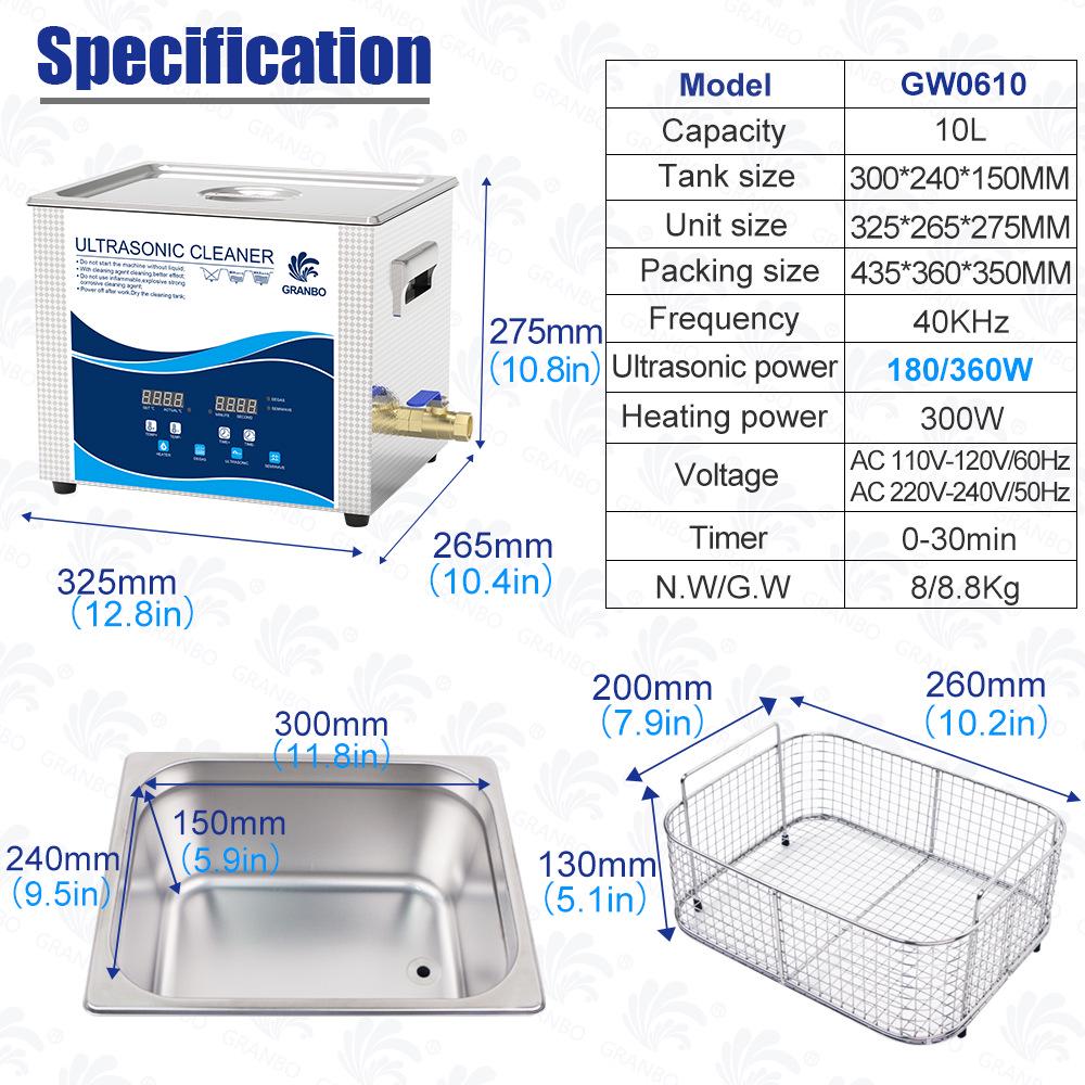 Industrial Ultrasonic Cleaner for Laboratory Use - High Power, Small Size, Ideal for Degreasing and Rust Removal