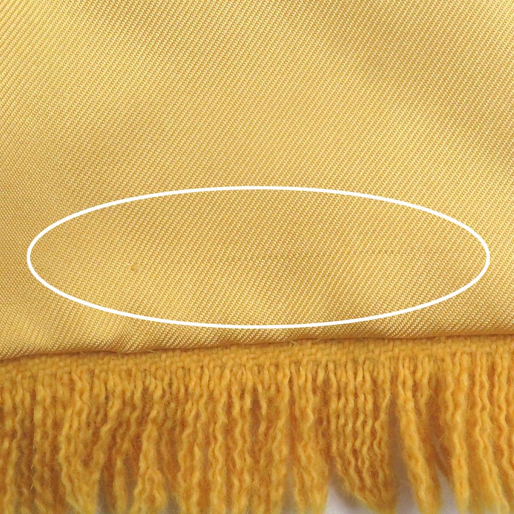 Excellent HERMES Scarf Deer Print Fringe Shawl Yellow Silk Mens Used