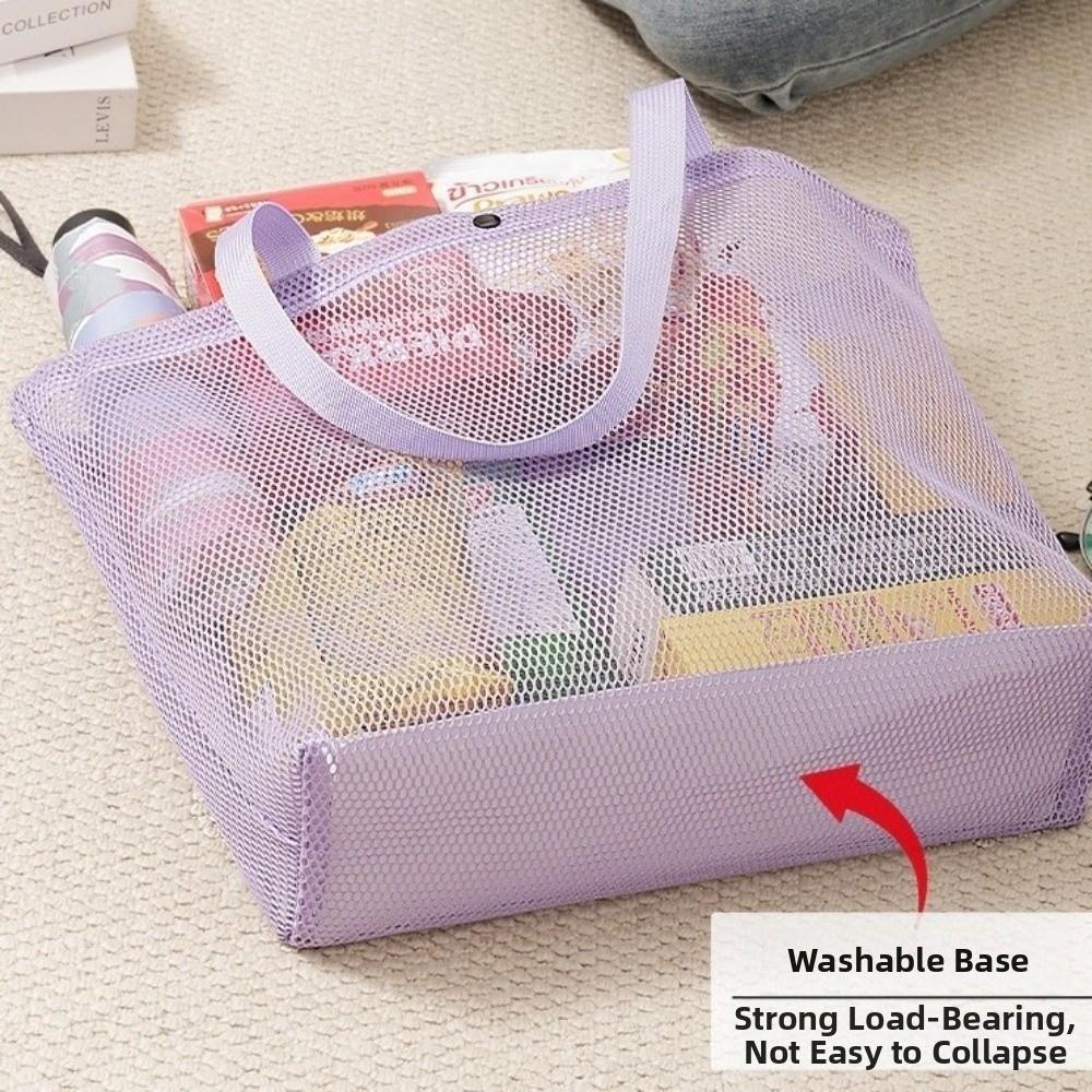 Lightweight Mesh Beach Bag Large Capacity Shoulder Handbag Toiletries Organizer Picnic