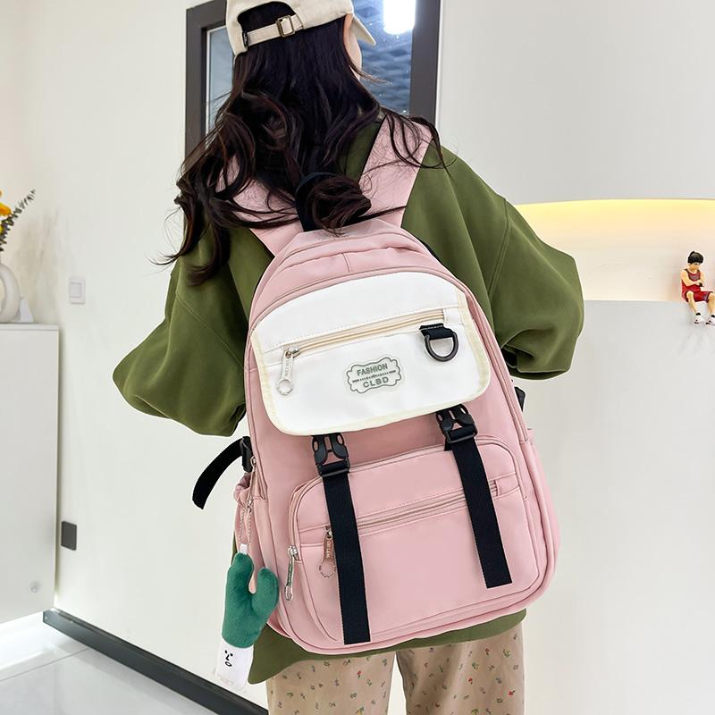 Three-Piece Backpack Set Color Contrast Large Capacity Student Schoolbag Women Backpack with Pen Bag