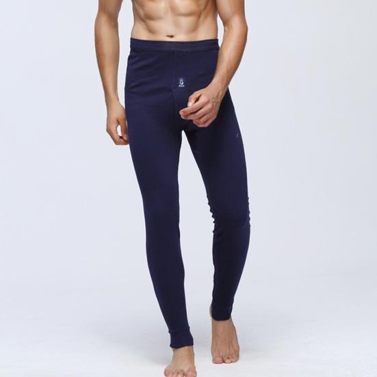 Men Pants Elastic Waist Thermal Insulation Long Johns Solid Color Travel Work School Bottoming