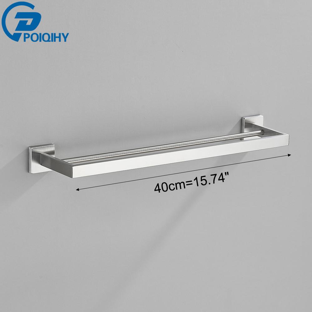 

Bathroom Hardware Chrome Towel Rack Stainless Steel Towel Bar Bathroom Accessories Storage Shelf Double Towel Pole 40cm Long