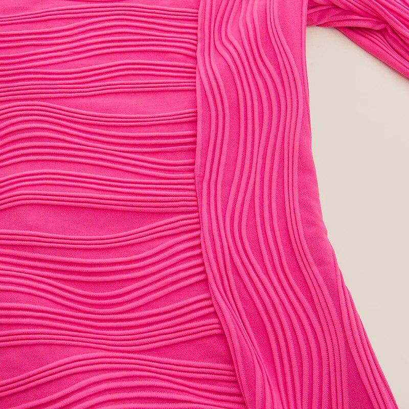 Long Sleeve Pleated Sexy Women Dress  Fashion Solid Wrap Hip Evening Dress Women Party Club Bodycon Short Dresses 30581