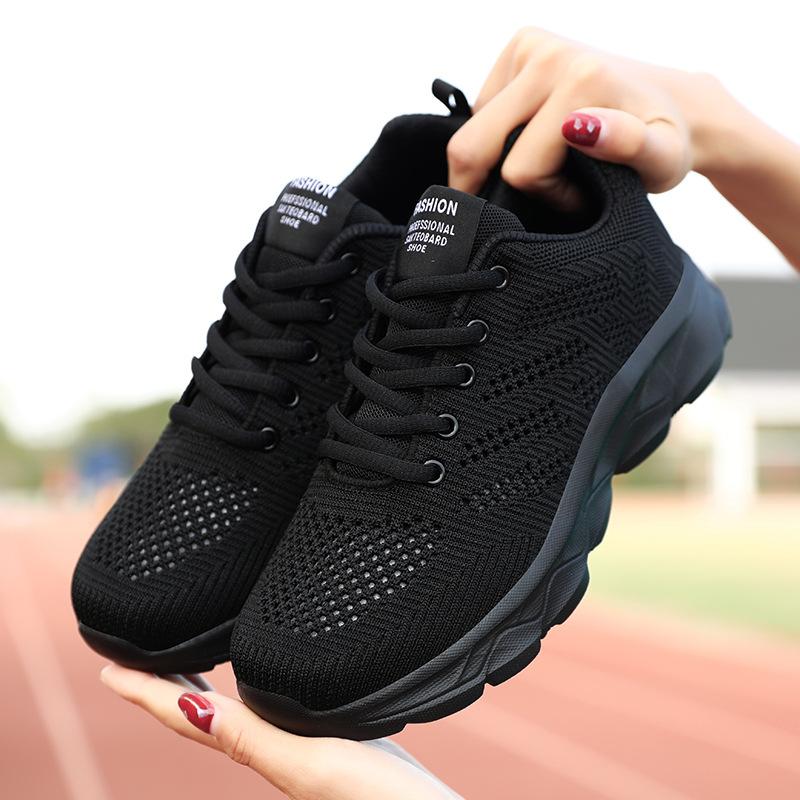 Brand sports shoes new black running shoes hollowed out lightweight mesh breathable casual travel shoes