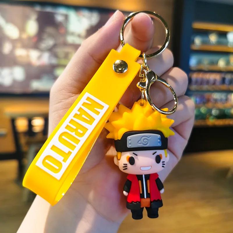 10pcs/set Anime Naruto Keychain Fashion Jewelry Cartoon Figure 7CM PVC Model Cartoon Bag Doll Pendant Toys Gift