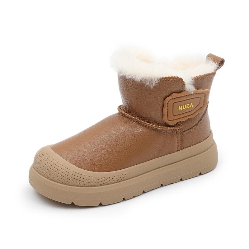 

Детские водонепроницаемые и снегостойкие ботинки-слипоны на резиновой подошве с мехом и кожей 25