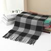 Men Scarf Plaid Pattern Tassel Trim Long Style Wrap Imitation Cashmere Thermal Insulation