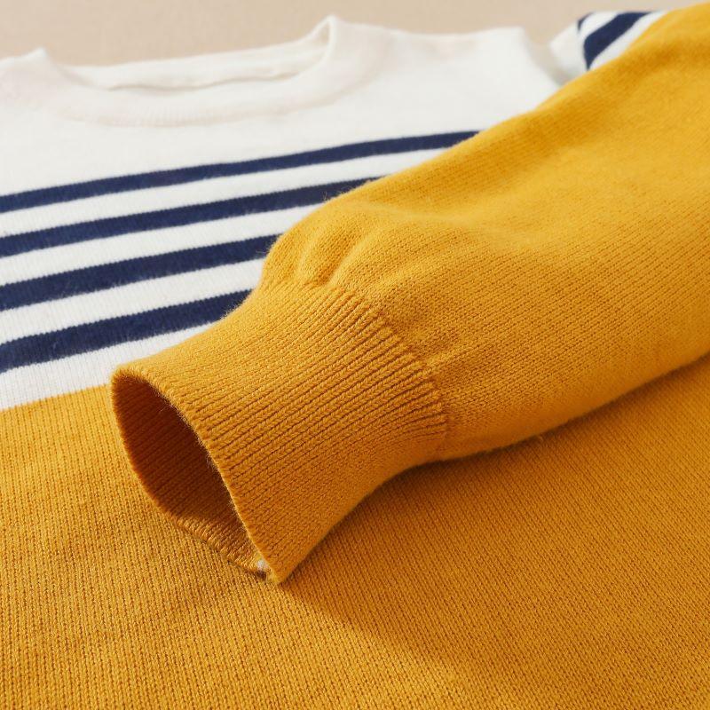 Frühling Herbst Baby Jungen Lange Ärmel Baumwolle Gestrickter Fester Pullover Pullover Kinder Zopfmuster Kleidung Langarm Runder Kragen Gestreiftes Sweatshirt